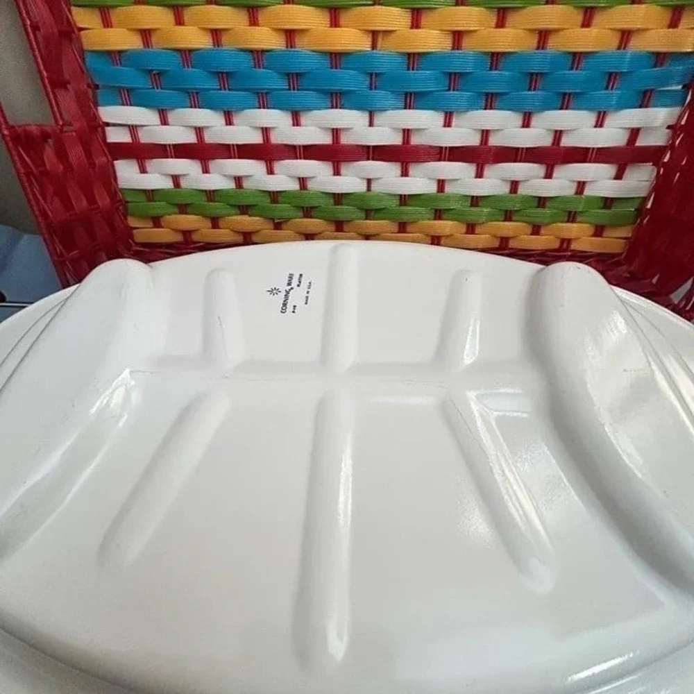 Corning Ware‎ P-19 Platter & Wood Handle Metal Rack 1960s-70s